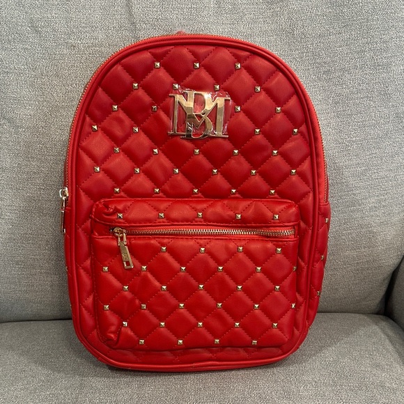 Badgley Mischka Red Backpack with Gold Accents NWT - Picture 1 of 2
